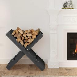 Porte-bûches Gris 47x39,5x48 cm Bois massif de pin alsavelo