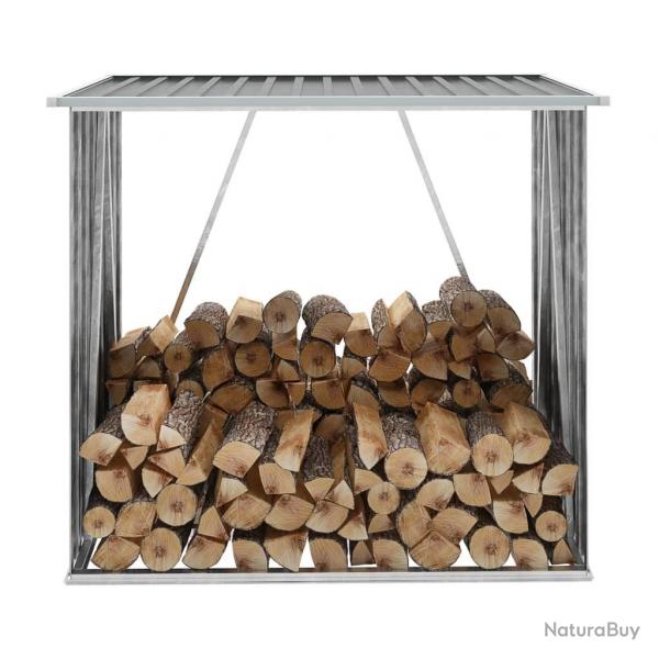 Abri de stockage de bois Acier galvanis 163x83x154 cm Gris alsavelo