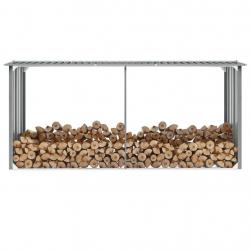 Abri de stockage de bois Acier galvanisé 330x92x153 cm Gris alsavelo