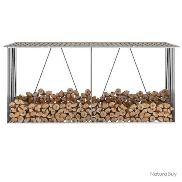 Abri de stockage de bois Acier galvanis 330x84x152 cm Marron alsavelo