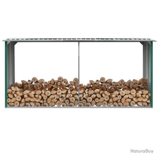 Abri de stockage de bois Acier galvanis 330x92x153 cm Vert alsavelo