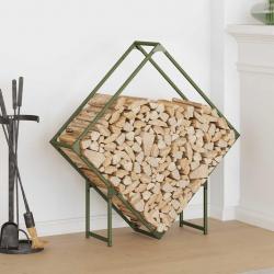 Portant de bois chauffage vert olive 100x25x100 cm alsavelo