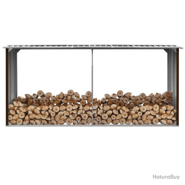 Abri de stockage de bois Acier galvanis 330x92x153 cm Marron alsavelo