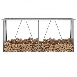 Abri de stockage de bois Acier galvanisé 330x84x152 cm Gris alsavelo