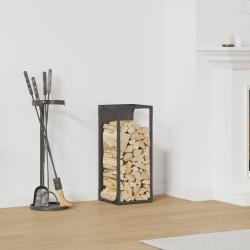 Portant de bois chauffage noir 25x25x60 cm alsavelo