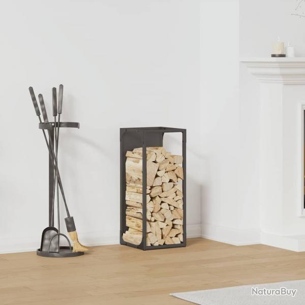 Portant de bois chauffage noir 25x25x60 cm alsavelo