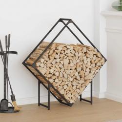 Portant de bois chauffage noir 100x25x100 cm alsavelo