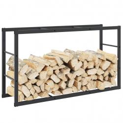 Portant de bois de chauffage noir 110x30x61 cm acier alsavelo