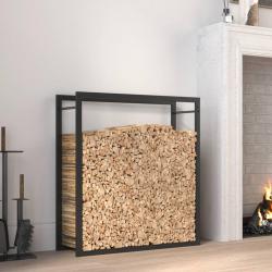 Portant de bois de chauffage Noir mat 80x28x86 cm Acier alsavelo