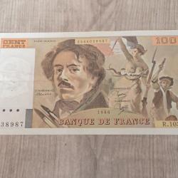 Vends billet 100 francs 1986 Eugène DELACROIX