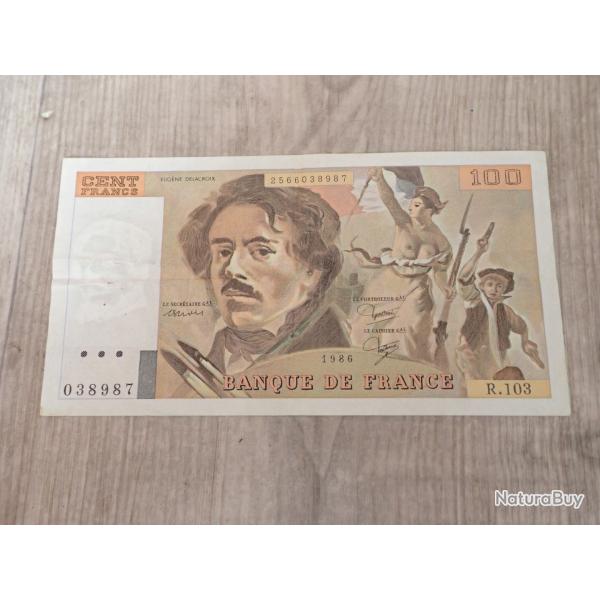 Vends billet 100 francs 1986 Eugne DELACROIX