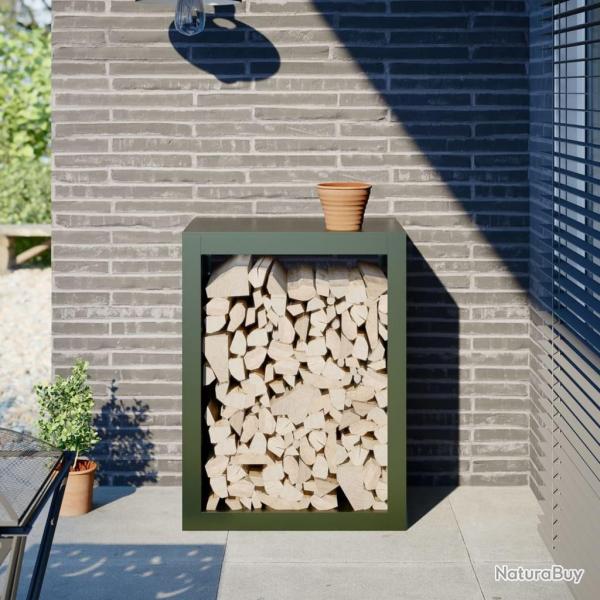 Portant de bois de chauffage vert 60x40x80 cm acier alsavelo