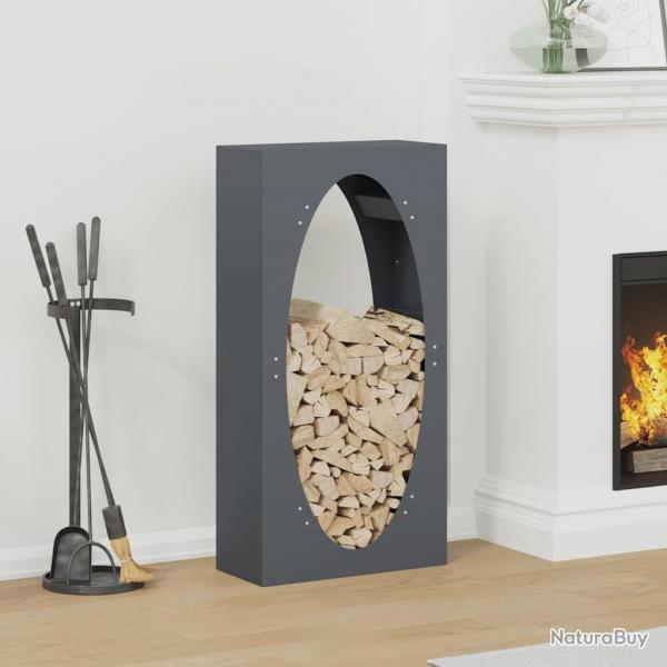 Portant de bois chauffage anthracite 50x23x100 cm alsavelo