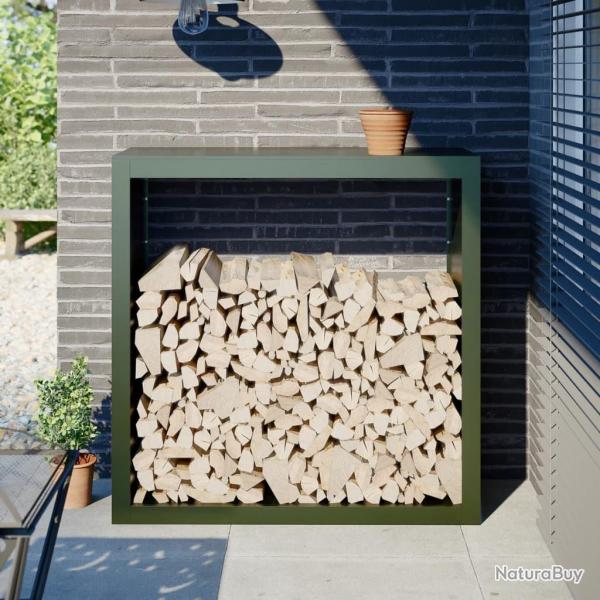 Portant de bois de chauffage vert 100x40x100 cm acier alsavelo