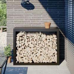 Portant de bois de chauffage noir 100x40x80 cm acier alsavelo