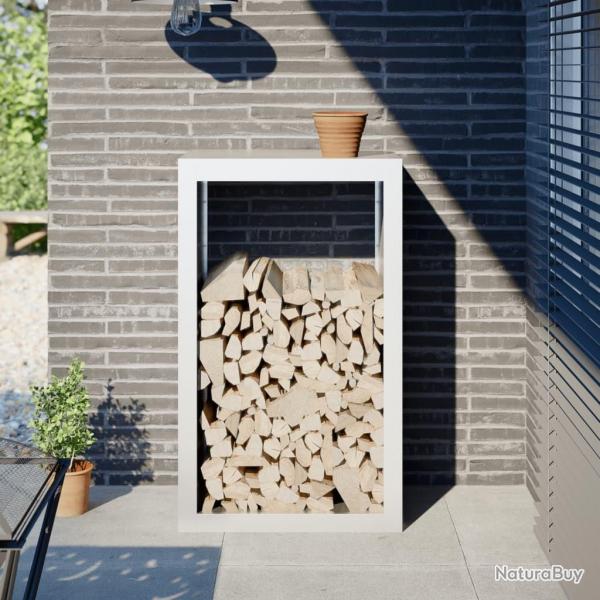 Portant de bois de chauffage blanc 60x40x100 cm acier alsavelo