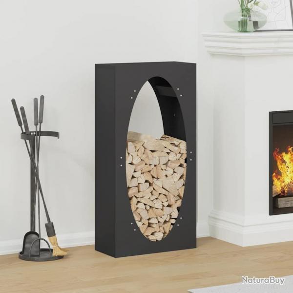 Portant de bois chauffage noir 50x23x100 cm alsavelo
