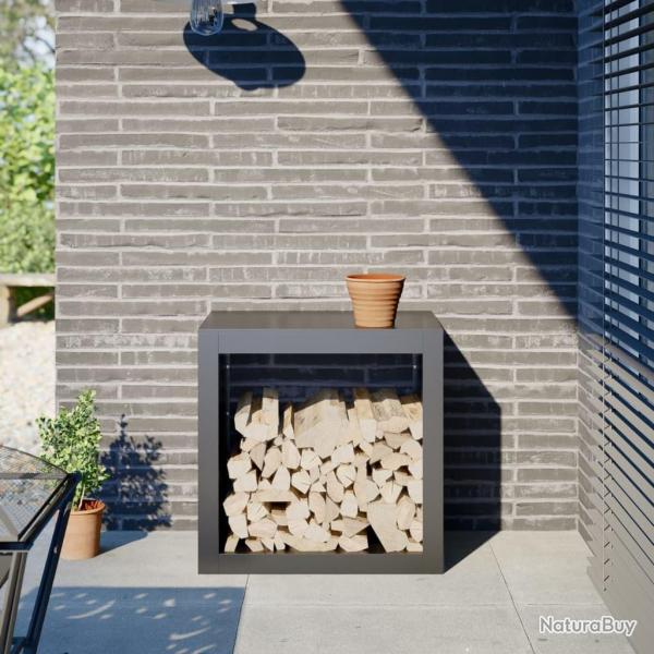 Portant de bois de chauffage anthracite 60x40x60 cm acier alsavelo