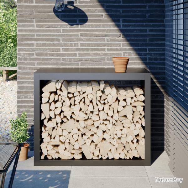 Portant de bois de chauffage anthracite 100x40x80 cm acier alsavelo