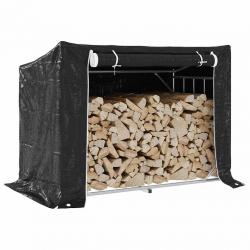 Portant de bois de chauffage et housse de pluie acier galvanisé alsavelo