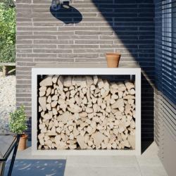 Portant de bois de chauffage blanc 100x40x80 cm acier alsavelo