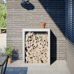 Portant de bois de chauffage blanc 60x40x80 cm acier alsavelo