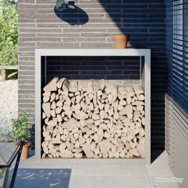 Portant de bois de chauffage 100x40x100 cm acier inoxydable alsavelo