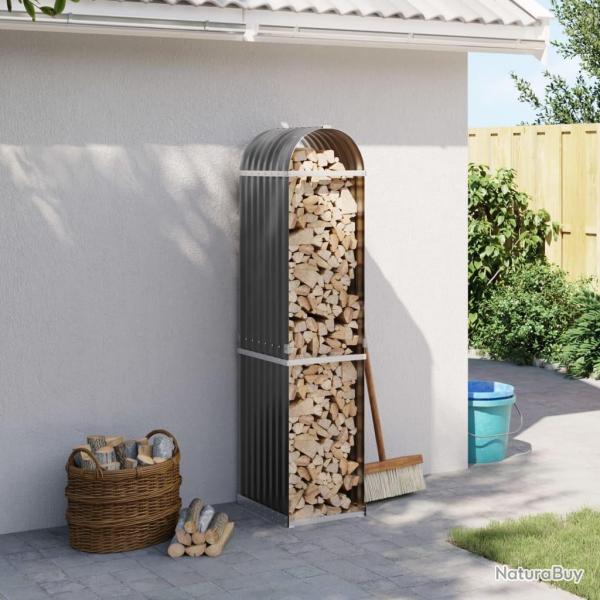 Porte-bches anthracite 40x45x170 cm acier galvanis alsavelo