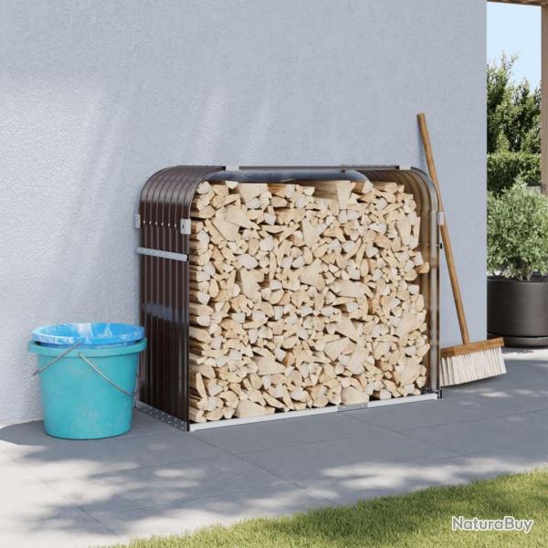 Porte-bches marron 120x45x100 cm acier galvanis alsavelo