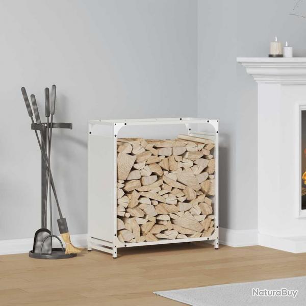Portant de bois chauffage blanc 60x28x65 cm alsavelo