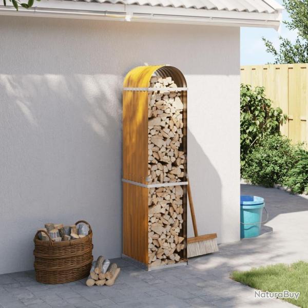 Porte-bches marron clair 40x45x170 cm acier galvanis alsavelo