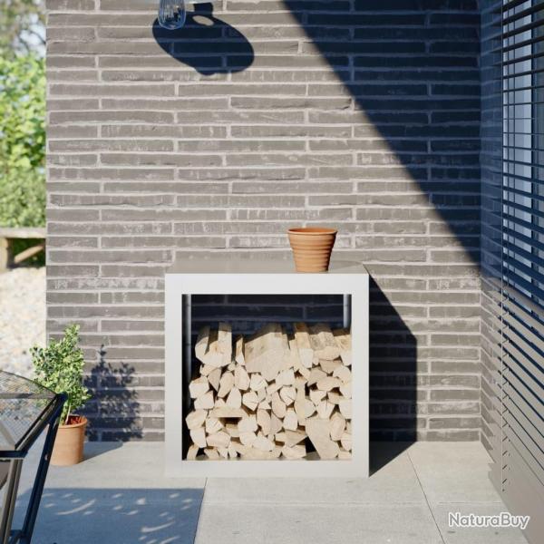 Portant de bois de chauffage blanc 60x40x60 cm acier alsavelo
