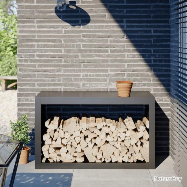 Portant de bois de chauffage anthracite 100x40x60 cm acier alsavelo