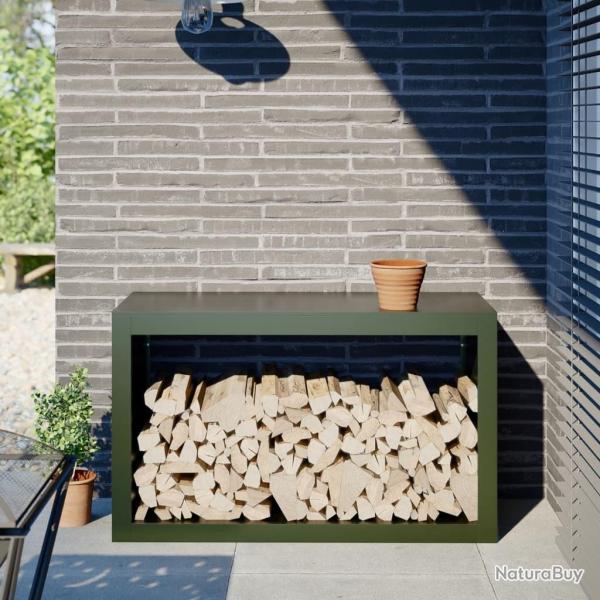 Portant de bois de chauffage vert 100x40x60 cm acier alsavelo
