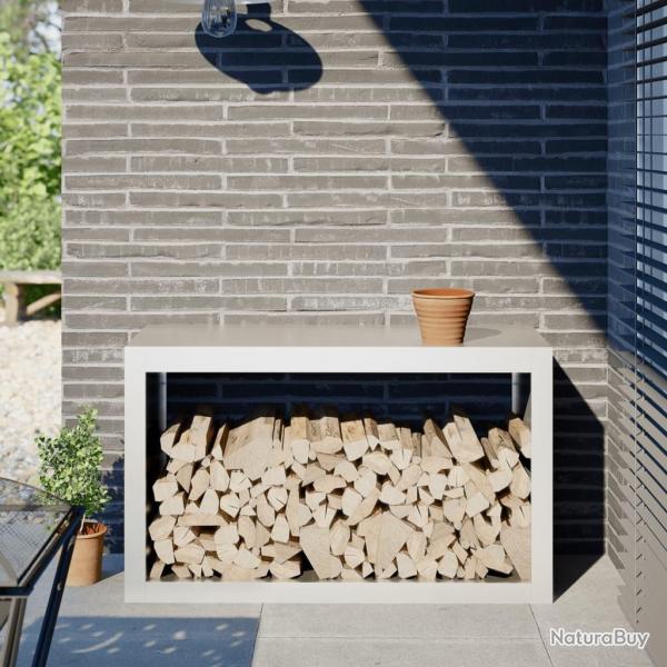 Portant de bois de chauffage blanc 100x40x60 cm acier alsavelo