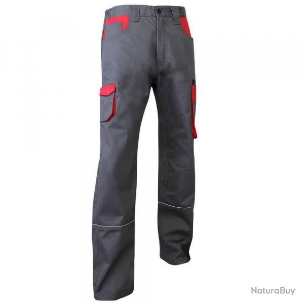 Pantalon de travail LMA 110821 LIN taille 52 bicolore gris/ rouge multipoches
