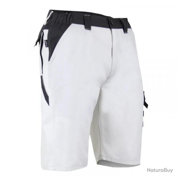 Bermuda de travail LMA 6108 PASTEL taille 52 bicolore blanc/ gris multipoches zro mtal