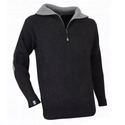 Pull de travail LMA 803170 CACAO col camionneur taille 5 noir coudières coloris contrastants