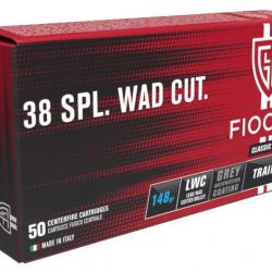 BOITE DE 50 CARTOUCHES FIOCCHI CAL.38 SPECIAL WAD CUTTER 148GRS - CATEGORIE B