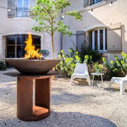 Opé - AG ! Brasero plancha à bois sur pied Random Fire Ball 80 cm + Grille + Bâche