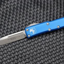 Couteau Microtech UTX-85 AUTO OTF Lame Acier Premium Steel Drop Point Manche Alum USA MCT23110BL