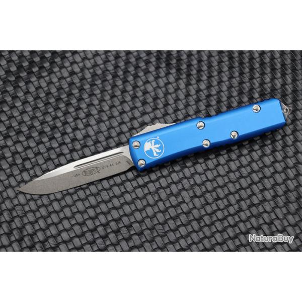 Couteau Microtech UTX-85 AUTO OTF Lame Acier Premium Steel Drop Point Manche Alum USA MCT23110BL