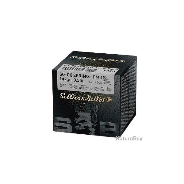 Munitions SELLIER & BELLOT cal.30-06 fmj 147gr 9.55g vrac par 50