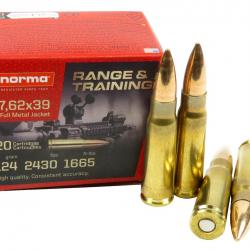 20 Munitions NORMA 7.62x39 FMJ 124 grains