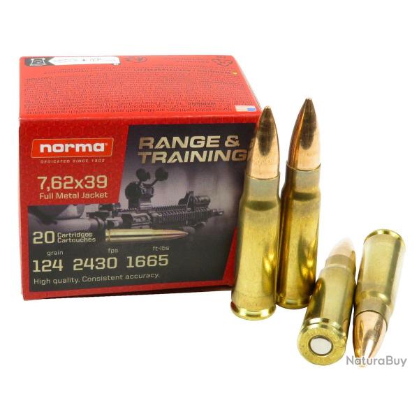 20 Munitions NORMA 7.62x39 FMJ 124 grains