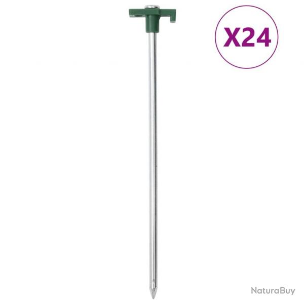 Piquets de tente 24 pcs 25 cm 7 mm acier galvanis et PP alsavelo