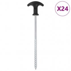 Piquets de tente 24 pcs 20 cm Ø7 mm acier galvanisé alsavelo