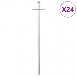 Piquets de tente 24 pcs 23 cm Ø6 mm acier galvanisé alsavelo