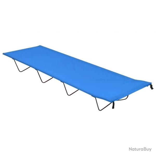 Lit de camping 180x60x19 cm Tissu Oxford et acier Bleu alsavelo