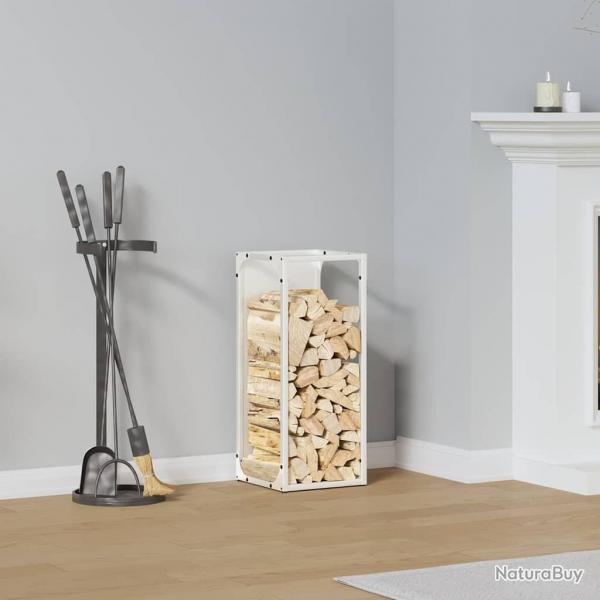 Portant de bois chauffage blanc 25x25x60 cm alsavelo